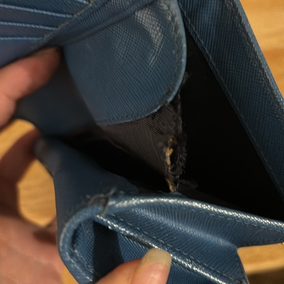 Prada | Bags | Wallets | Blue Saffiano Leather Bifold Wallet Unbranded Chain - Picture 7 of 7